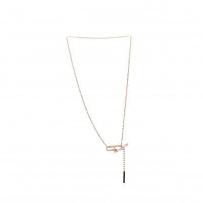 HERMÈS 18K ROSE GOLD DIAMOND PM EVER CHAINE D'ANCRE NECKLACE 